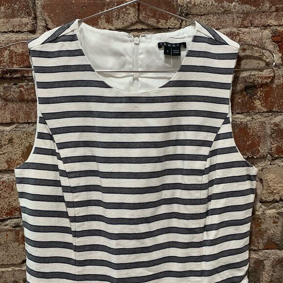 Theory Alaqua Drop Waist Striped Flare Dress Size 2 - Picture 3 of 5